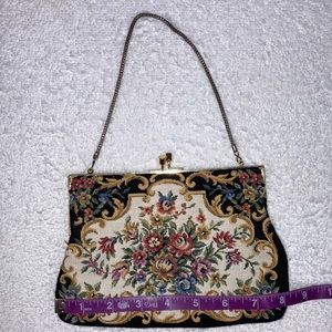 Walborg vintage tapersty needlepoint floral clutch purse